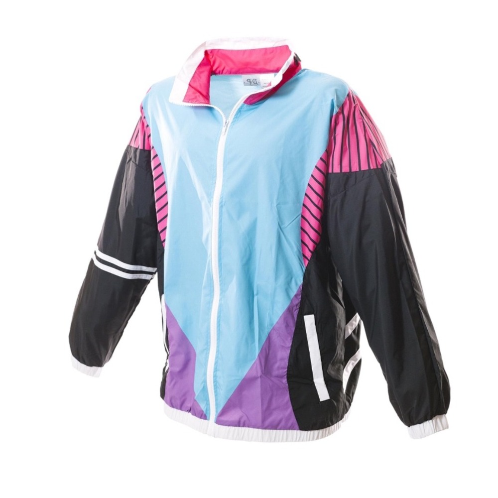 NWOT Funny Guy Mugs‎ Retro 90s Colorblock Windbreaker Jacket Small
